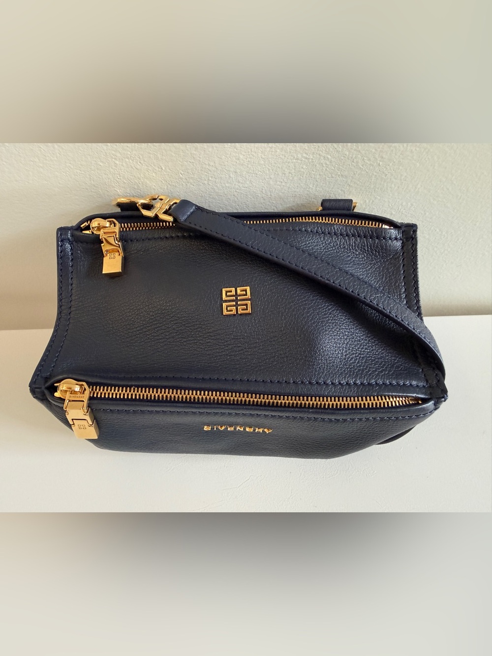 GIVENCHY Sugar Goatskin Mini Pandora Crossbody Bag Handbag, Navy Blue - Picture 3 of 12